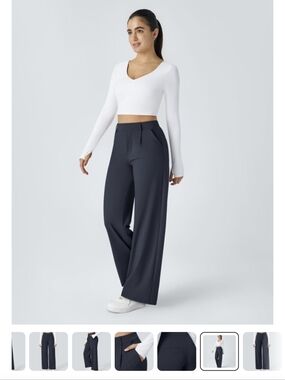 HALARA Navy Wide Leg Trousers